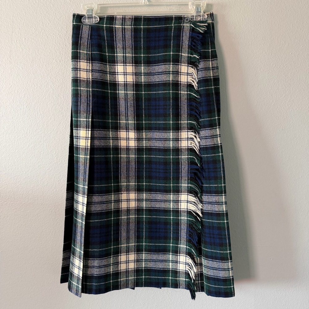 70’s Vintage Pendleton Wool Plaid Fringe Wrap Tartan Skirt Size XS/S - Picture 2 of 8